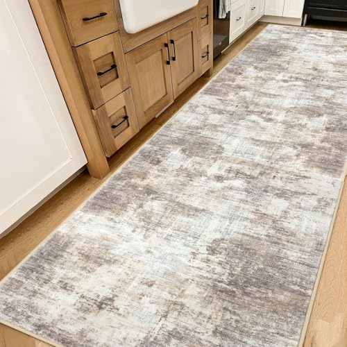 Abstract Runner Rug 3x14 Ft Washable Runners for Hallways (Gold/Yellow/Brown/Beige/White / 3' x 14' (Rectangular))