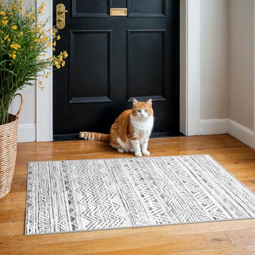 2x4 Runner Rug Washable Moroccan (Grey / 2' x 4')
