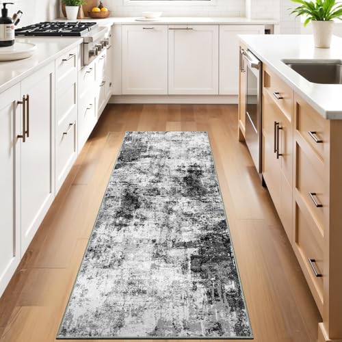 2x8 Washable Runner Rugs for Hallway (Black/Grey / 2' x 8' (Runner))