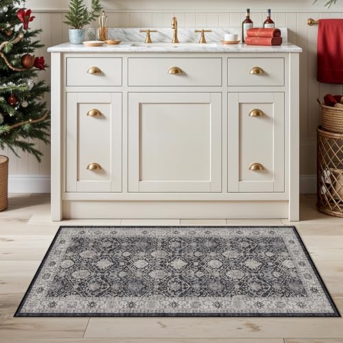 Entryway 2x4 Washable Area Rug (2x4 / Black/Navy)