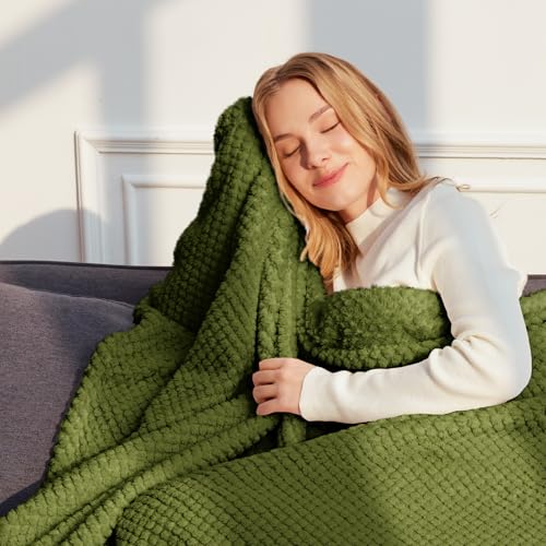 Extra Large Soft Fleece Throw Blanket for Couch (Olive / Throw(50x70 In))