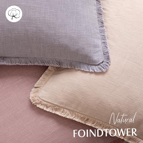 Decorative Linen Fringe Throw Pillow Covers 22×22 Light Purple (22" x 22" (Pack of 2) / Lavender)