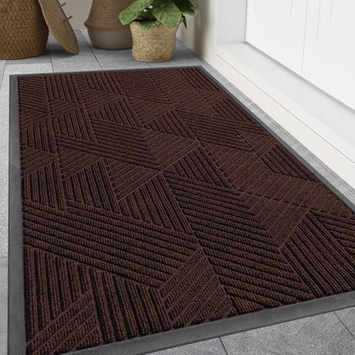 Front Door Mat Outside Entrance (Deep Brown / 47" X 32")