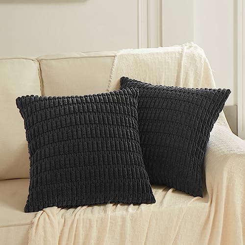 4 Packs Decorative Throw Pillow Covers for Living Room Couch Bed (16" x 16" (Pack of 4) / Black)