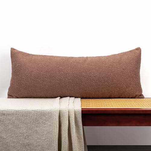14x36 inch Boucle Lumbar Pillow Cover (Coral / 36" x 14" (Pack of 1))