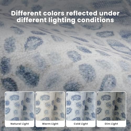 8x10 Washable Area Rugs for Living Room (8' x 10' (Rectangular) / White-blue-gray)