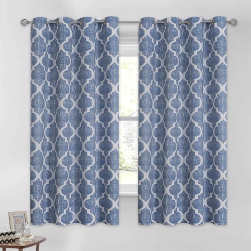 Moroccan 100% Blackout Curtains Bedroom Blue 50x63 2 Panels (Grommet | Blue / 50"W x 63"L (Pack of 2))