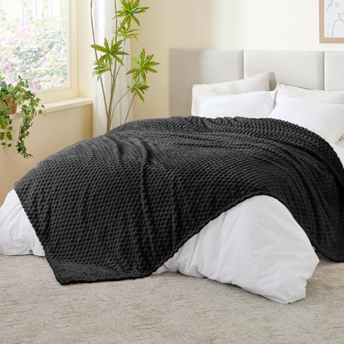 Black Queen Blanket for Bed (Black-1 / Queen(90"x90"))