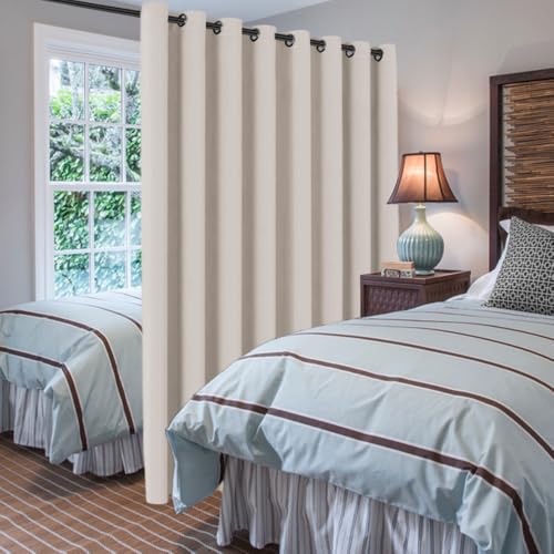 Blackout Patio Curtains 100 x 84 Inches for Sliding Door Extral Wide Blackout Curtain Panels Thermal Insulated Room Divider (100"W x 84"L (Pack of 1) / Natural)