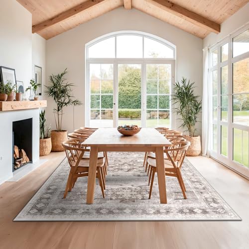 Washable Farmhouse Living Room Rug (8' x 10' (Rectangular) / Latte / Beige)