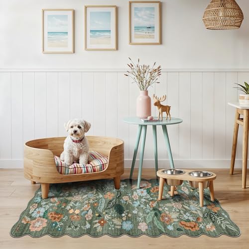 2x5 Washable Kitchen Area Rug (2' x 5' (Rectangular) / Green/Floral)