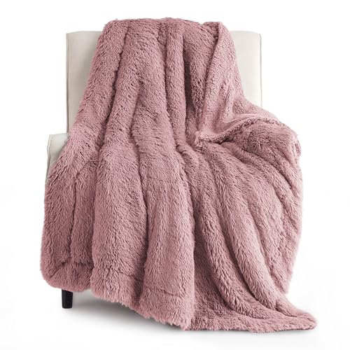 Faux Fur Fluffy Sherpa Blanket Couch Throw Dusty Pink 50"x60" (16- Dusty Pink / Throw (50" X 60"))
