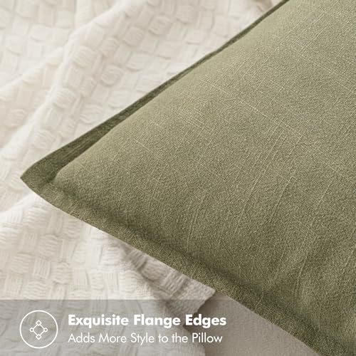 Decorative Linen Pillow Covers 18x18 Inch Light Olive Green (Light Olive Green / 18" x 18" (Pack of 2))