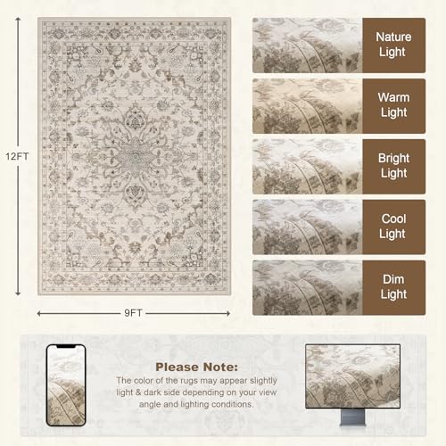 9x12 Area Rugs Living Room (Brown Beige / 9' x 12' (Rectangular))