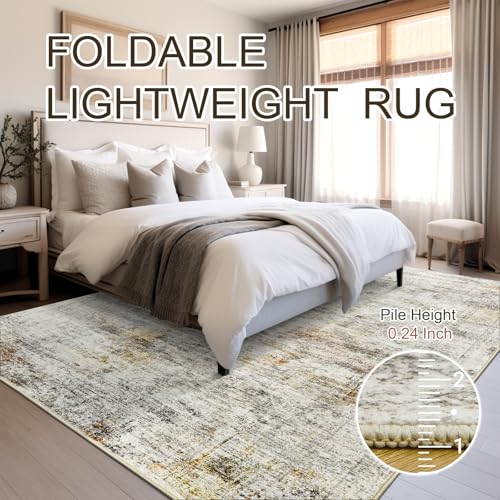 6x9 Area Rug for Living Room Washable Rugs Non (Grey/Rust / 6' x 9' (Rectangular))
