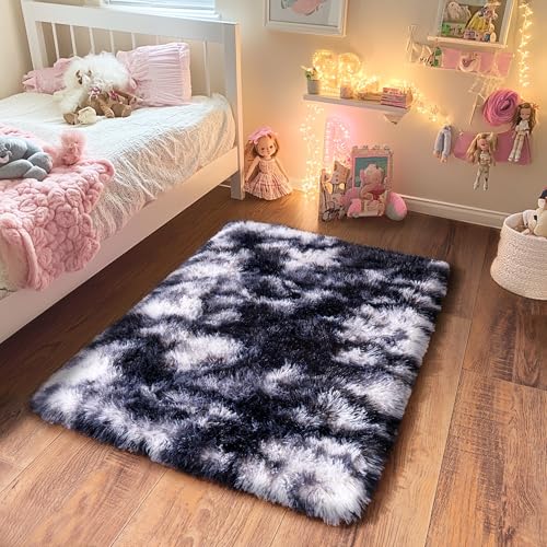 Small Rugs for Bedroom (3' x 2' (Rectangular) / Black White)