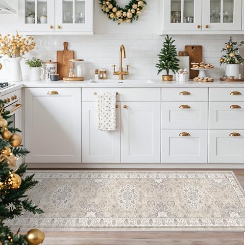 Hallway Washable Runner Rug (2' x 7' (Rectangular) / Beige)