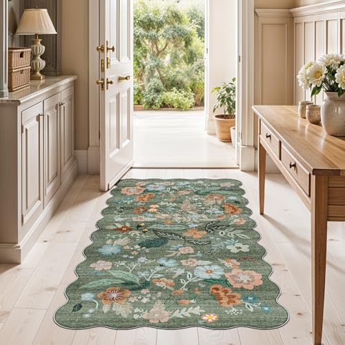 Washable Floral 2x4 Area Rug (2x4 / Green/Floral)