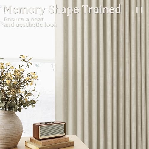 Extra Wide Pinch Pleat 100 x 108 Inch Linen Semi Sheer Curtains 1 Panel (Linen / 100"W x 108"L (Pack of 1))