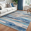 Washable Abstract 5x7 Area Rug for Living Room Non Slip Bedroom Rug (Blue Aqua/Beige Taupe Multi / 5' x 7' (Rectangular))