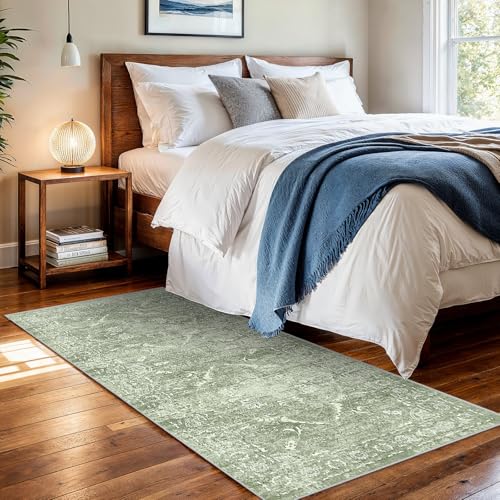 3x6 Washable Runner Rug (Muted Sage Green / 3x6)