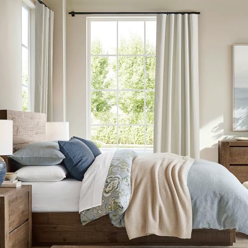 Cream Beige Linen 100% Blackout Curtains for Bedroom W52 x L78 (Cream Beige / 52"W x 78"L (Pack of 2))