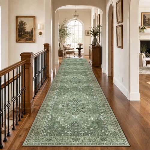 Washable Area Rug (Green/Dark Green/Gray / 3' x 12' (Rectangular))