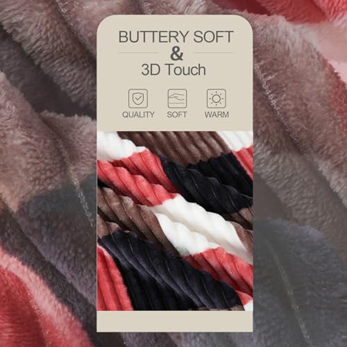 Sherpa Blanket Twin Plaid Thick Bed Blanket (Black Red Check / 60"*80")