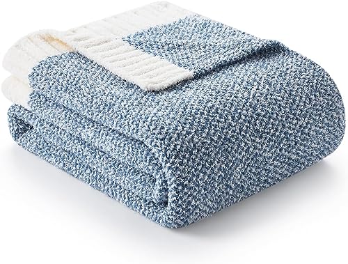 Blue Bedding Blanket Twin Size for Bed and Sofa (Heather Blue / Twin (60"x80"))