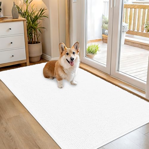 Dog Door Mat for Muddy Paws 54x32 (White / 54" X 32")