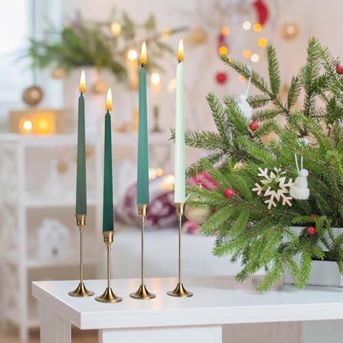 10in Gradient Taper Candles Set of 4 Pack Tapered Candle (Green gradient / 10 inch)