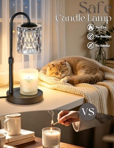 Dimmable Candle Warmer Lamp with Timer (Black-gray Glass)