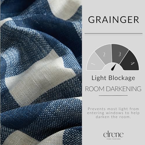 Grainger Buffalo Check Blackout Window Curtain (Indigo / 52"W x 84"L (Pack of 1))