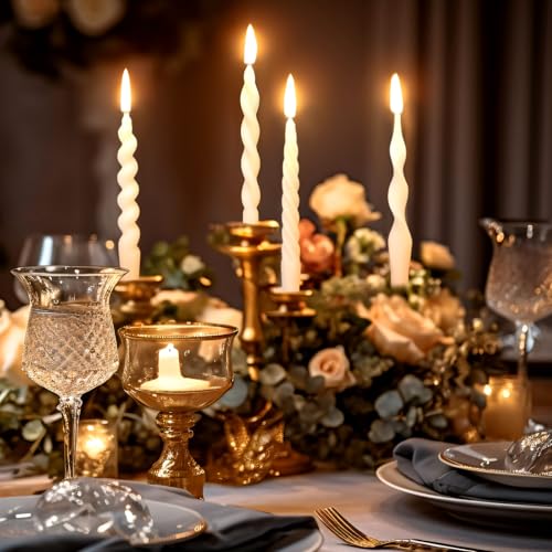 4 Pcs Twisted Taper Candles (Pure / 7.87 Inch / White)