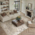 Beige Brown Area Rug 6x9 Modern Abstract (Abstract Beige Brown / 6' x 9' (Rectangular))