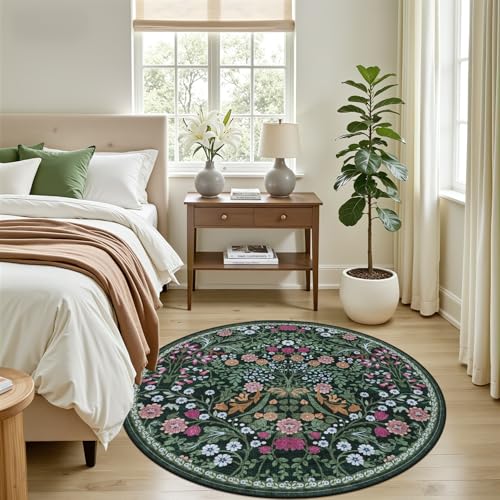 Round Area Rug Living Room (Dark Green / 4' (Round))