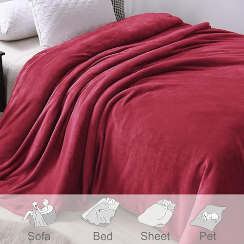 Soft Fleece Throw Blanket for Couch (Deep Red / Throw (50" x 60"))
