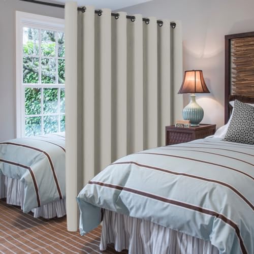 Blackout Patio Curtains 100 x 96 Inches for Sliding Door Extral Wide Blackout Curtain Panels Thermal Insulated Room Divider (100"W x 96"L (Pack of 1) / Pale Oak)