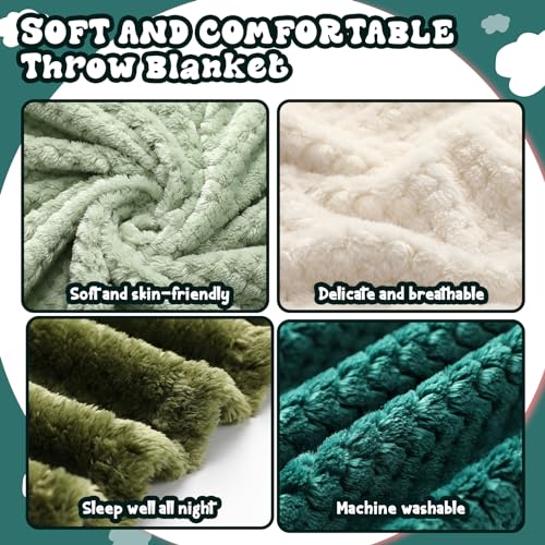4 Pcs Fleece Throw Blanket (Gradient Green)