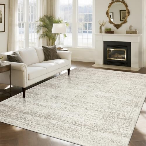Washable Rugs 8x10 Area Rugs for Living Room (8' x 10' (Rectangular) / Beige-ivory-cream-brown-camel)