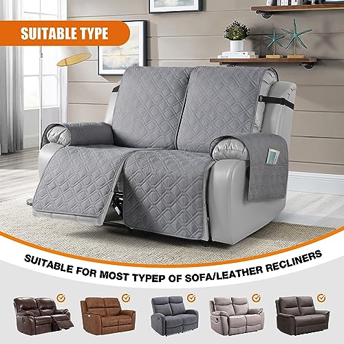 Waterproof Recliner Couch Covers Washable (Light Gray / Oversized 2 Seater)