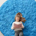 Bright Blue Round Rugs for Bedroom (6 Ft Round / Bright Blue)