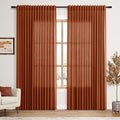 Extra Wide Linen Curtains for Living Room 84 Inches Long Terracotta Light Filtering Semi Sheer Boho Farmhouse Curtain for Bedroom Office Luxury Back Tab and Rod Pocket 100x84 (100"W x 84"L (Pack of 2) / Terracotta)