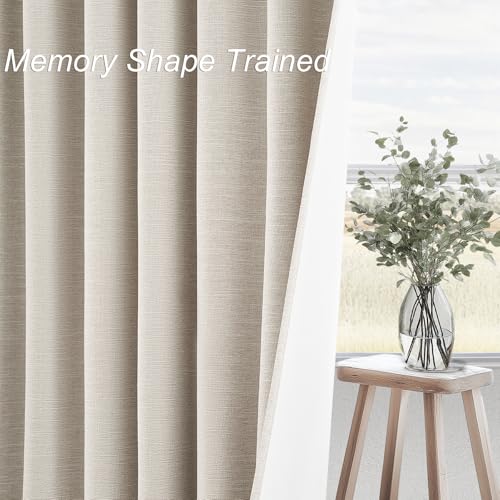 Oatmeal Blackout Curtains for Living Room 100 Inch Long 2 Panels (Oatmeal / 52"W x 100"L (Pack of 2))