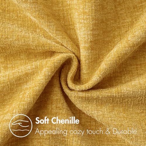 Soft Chenille Throw Pillow Covers Mustard Yellow 20x20 Pack of 2 (20" x 20" (Pack of 2) / Mustard Yellow)
