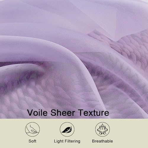 Sheer Lavender Curtains for Bedroom Living Room 54 Inch Length 2 Panels Set (Lavender / 42"W x 54"L (Pack of 2))