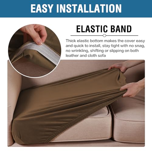 Velvet Stretch Couch Cushion Cover Plush Cushion Slipcover for Chair Loveseat Sofa Cushion Furniture Protector Seat Cushion Sofa Cover (Bronze Brown / 2 Cushion Loveseat)