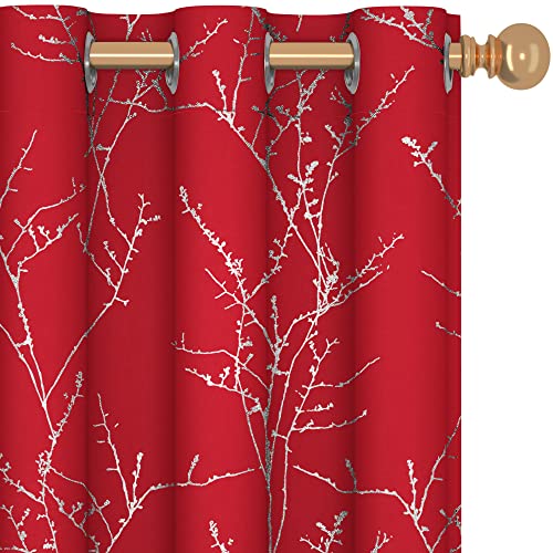 Living Room Curtains 84 Inches Long (Red/Tree Branch / 42"W x 84"L (Pack of 2))
