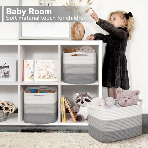 Woven Storage Basket for Shelves (Gradient Grey / 13"L x 10"W x 9"H)