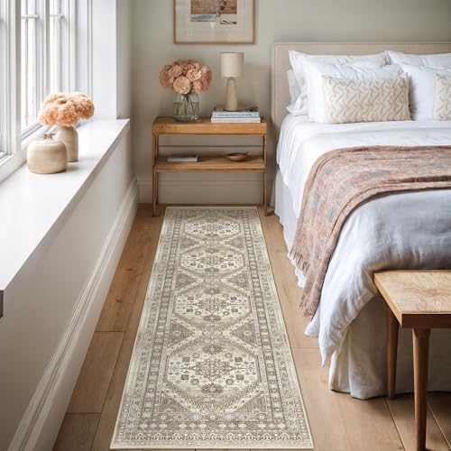 Runner Rug 2x8 Runners for Hallways Non Slip Washable Rugs (Brown / 2' x 8' (Runner))